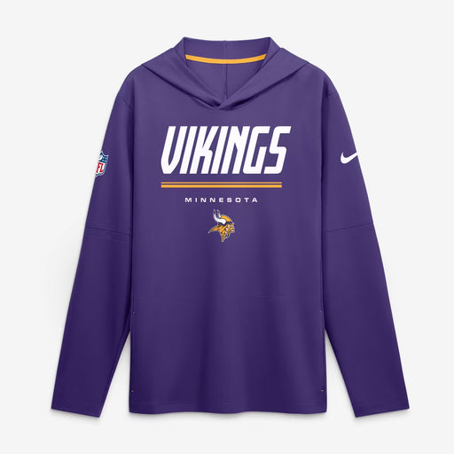Nike Sweatshirts Men's Minnesota Vikings Nike Purple Sideline Game On Lightweight Long Sleeve Hooded Dri-FIT Top