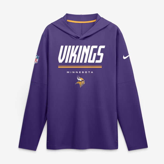 Nike Sweatshirts Men's Minnesota Vikings Nike Purple Sideline Game On Lightweight Long Sleeve Hooded Dri-FIT Top