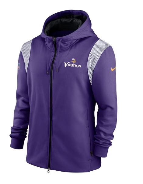 Nike Sweatshirts Minnesota Vikings Nike Purple Performance Sideline Lockup Full-Zip Hoodie