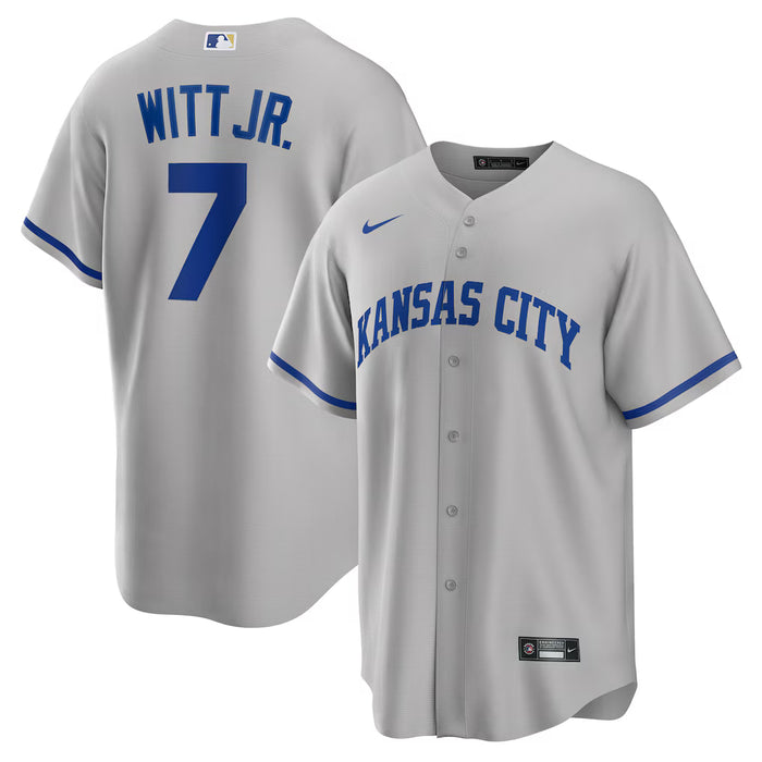Nike Team Sports, Inc. Jerseys MLB Adult Bobby Witt Jr. Nike Gray Road Replica Player Jersey - Men's