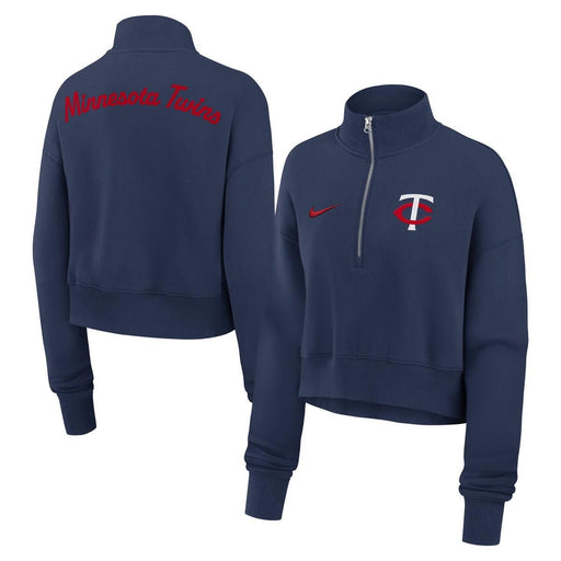 Nike Womens MLB Women's Minnesota Twins Navy Nike 1/2 Zip Phoenix Fleece
