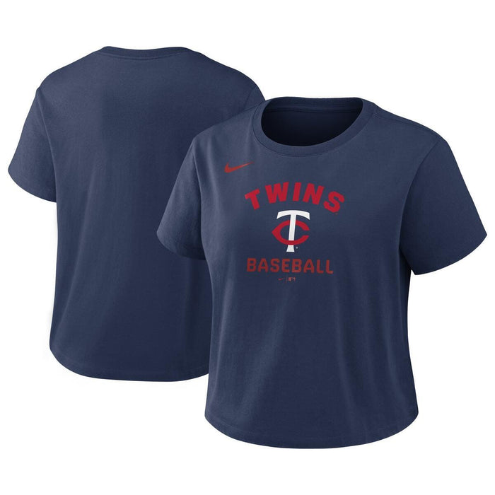 Nike Womens MLB Women's Minnesota Twins Navy Nike Mod Crop Top Short Sleeve T-Shirt