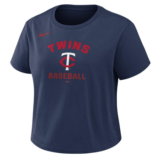Nike Womens MLB Women's Minnesota Twins Navy Nike Mod Crop Top Short Sleeve T-Shirt