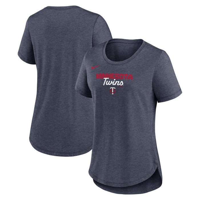Women's Minnesota Twins Navy Nike Wordmark Arched Team Name Triblend Short Sleeve T-Shirt