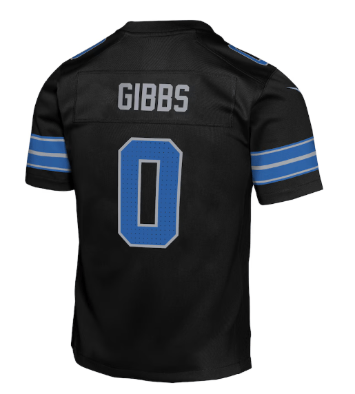 Youth Jahmyr Gibbs Detroit Lions Nike Black Alternate Game Jersey - Unisex