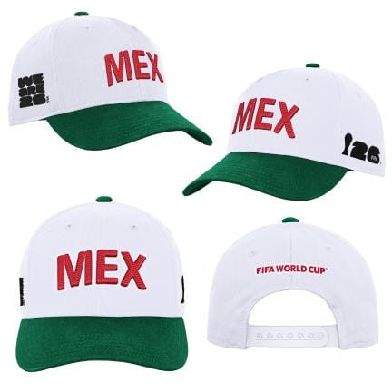 Outerstuff Hats SOCCER Adjustbale / White Adult Mexico 2026 FIFA World Cup White Pro Crown Curved Brim Snapback Cap - Men's
