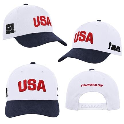 Adult USA 2026 FIFA World Cup White Pro Crown Curved Brim Snapback Cap - Men's