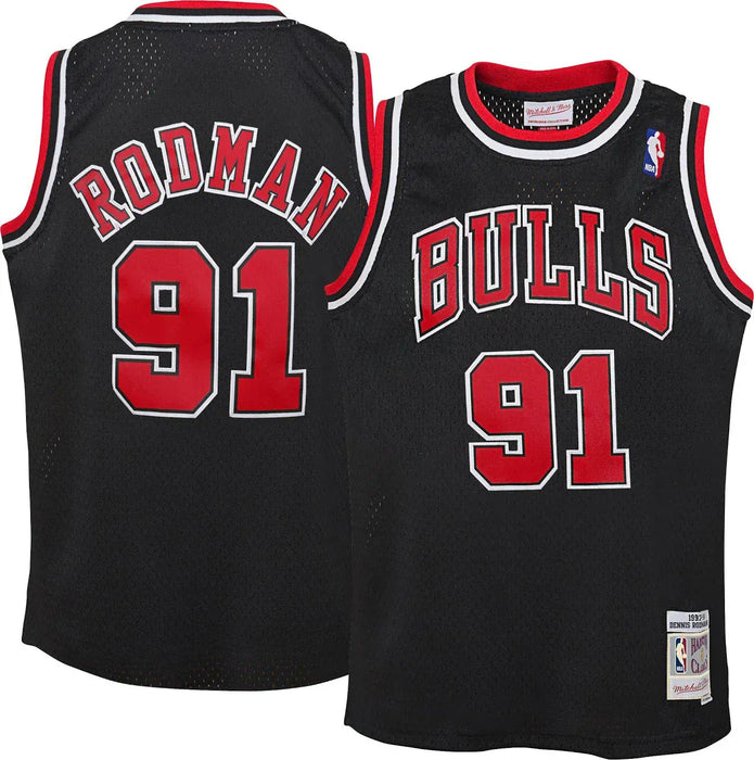 Outerstuff Youth Jersey NBA Youth Dennis Rodman Chicago Bulls 1997 Mitchell & Ness Black NBA Throwback Jersey - Unisex