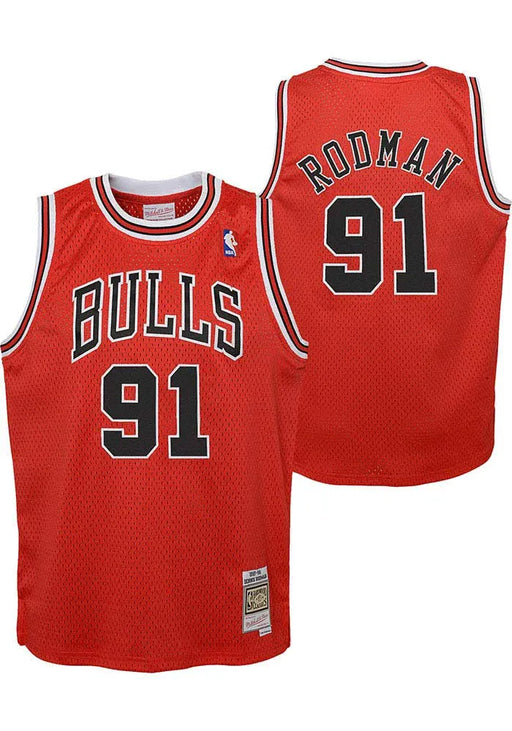 Outerstuff Youth Jersey NBA Youth Dennis Rodman Chicago Bulls 1997 Mitchell & Ness Red NBA Throwback Jersey - Unisex
