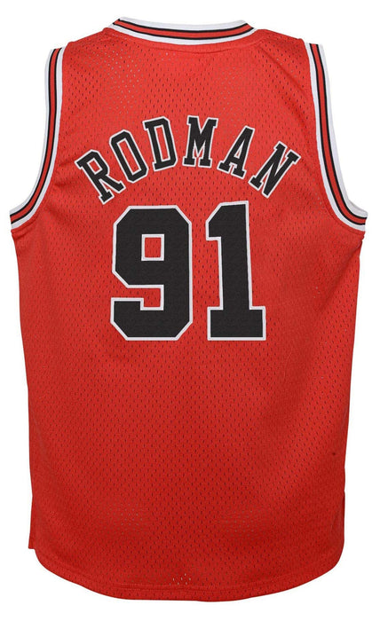 Outerstuff Youth Jersey NBA Youth Dennis Rodman Chicago Bulls 1997 Mitchell & Ness Red NBA Throwback Jersey - Unisex