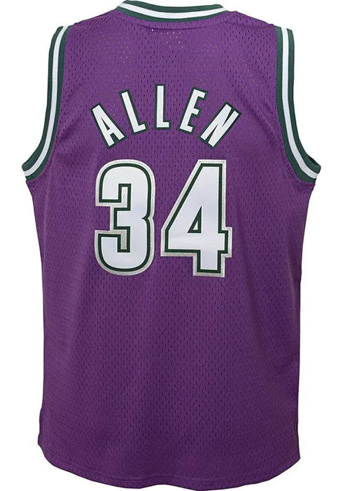 Outerstuff Youth Jersey NBA Youth Ray Allen Milwaukee Bucks 2000 Mitchell & Ness Purple NBA Throwback Jersey - Unisex