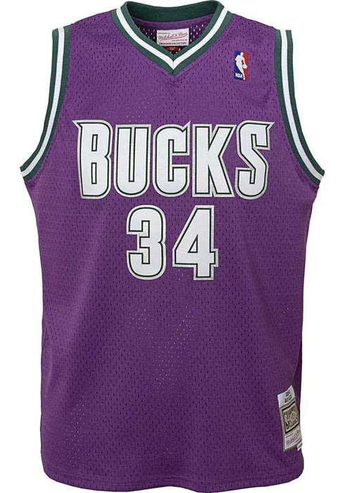 Outerstuff Youth Jersey NBA Youth Ray Allen Milwaukee Bucks 2000 Mitchell & Ness Purple NBA Throwback Jersey - Unisex