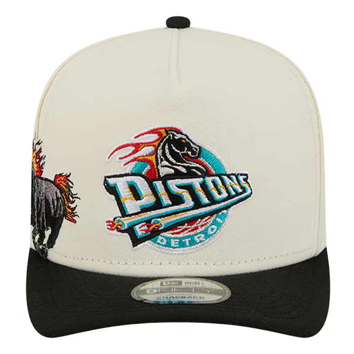 Adult Detroit Pistons New Era Chrome Mascot Illustrated A-Frame 9FIFTY Adjustable Snapback Hat - Men's
