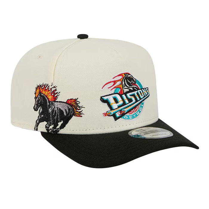 Adult Detroit Pistons New Era Chrome Mascot Illustrated A-Frame 9FIFTY Adjustable Snapback Hat - Men's