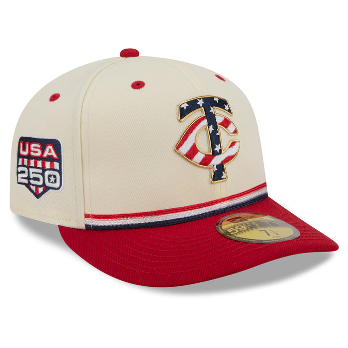 Adult Minnesota Twins New Era Cream/ Navy 2026 Fourth of July On Field 59FIFTY Fitted Hat - Men's