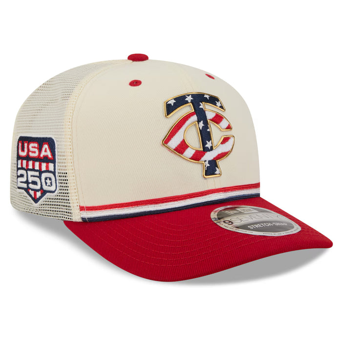 Adult Minnesota Twins New Era Cream/ Navy 2026 Fourth of July 9SEVENTY Stretch Snap Adjustable Hat - Men's