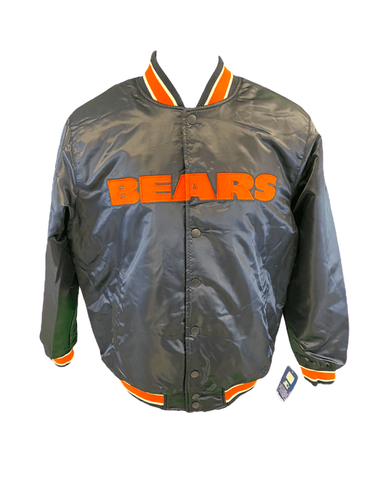 Adult Chicago Bears Starter Navy Heavy Full-Snap Satin Jacket - Men's