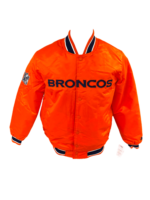 Adult Denver Broncos Starter Navy Heavy Full-Snap Satin Jacket - Men's