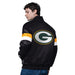 Starter Jacket Adult Green Bay Packers Starter Black Triple Option Varsity Satin Jacket - Men's