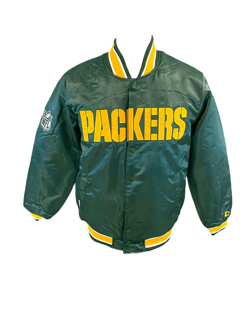 Starter Jacket Adult Green Bay Packers Starter Green Heavy Full-Snap Satin Jacket - Men's