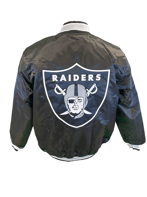 Starter Jacket Adult Las Vegas Raiders Starter Black Heavy Full-Snap Satin Jacket - Men's