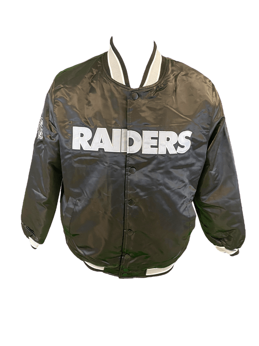 Starter Jacket Adult Las Vegas Raiders Starter Black Heavy Full-Snap Satin Jacket - Men's