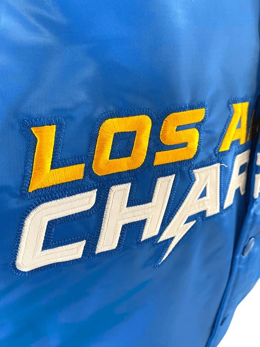 Starter Jacket Adult Los Angeles Chargers Starter Blue Heavy Full-Snap Satin Jacket - Men's