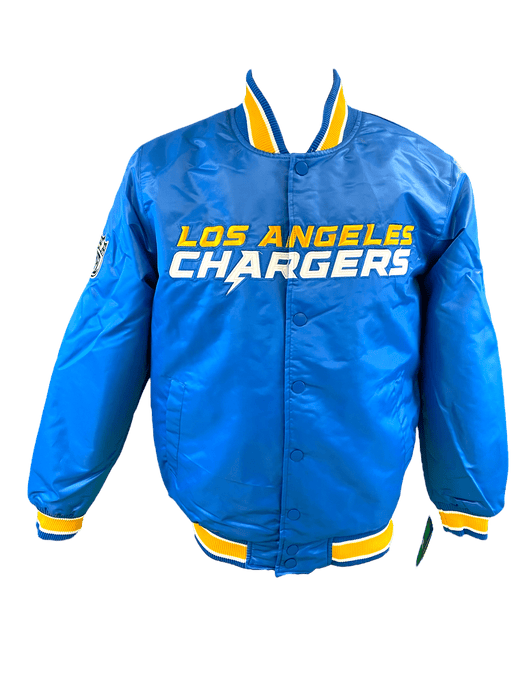 Starter Jacket Adult Los Angeles Chargers Starter Blue Heavy Full-Snap Satin Jacket - Men's