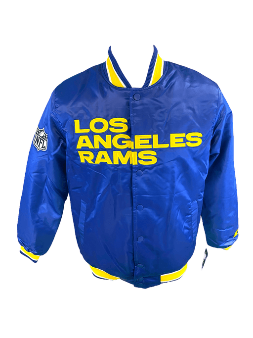 Starter Jacket Adult Los Angeles Rams Starter Blue Heavy Full-Snap Satin Jacket - Men's