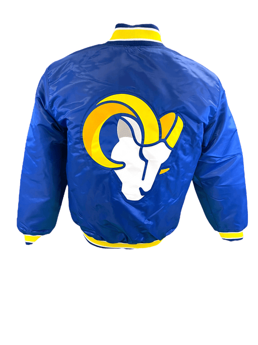 Starter Jacket Adult Los Angeles Rams Starter Blue Heavy Full-Snap Satin Jacket - Men's