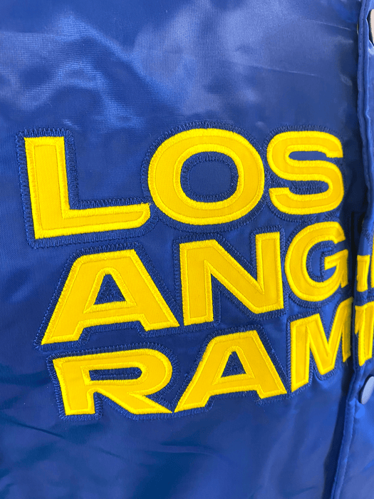 Starter Jacket Adult Los Angeles Rams Starter Blue Heavy Full-Snap Satin Jacket - Men's