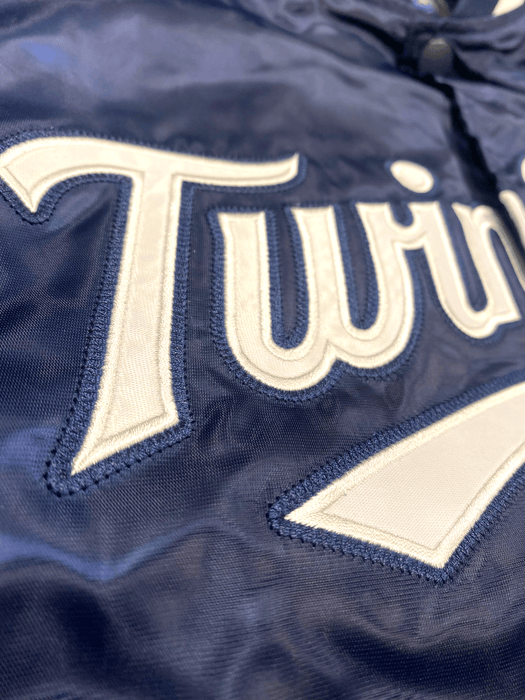 Adult Minnesota Twins Starter Navy Varsity Lightweight Satin Jacket - Men's