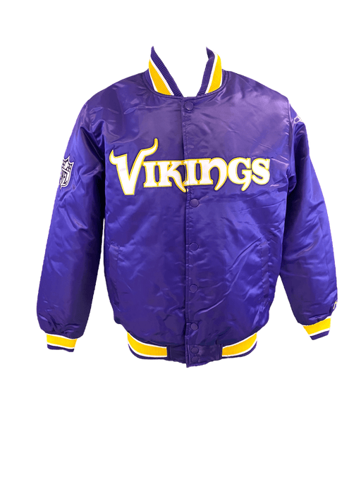 Starter Jacket Adult Minnesota Vikings Starter Purple Heavy Full-Snap Satin Jacket - Men's