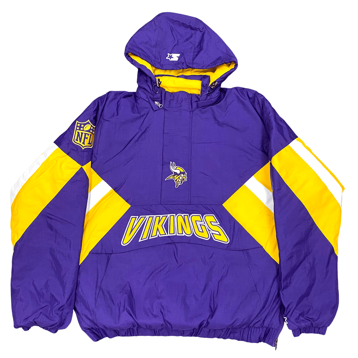 Adult Minnesota Vikings Starter Purple Line Up Pullover Jacket - Men's Adult Minnesota Vikings Starter Purple Line Up Pullover Jacket - Men's