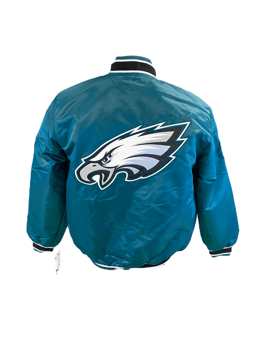 Starter Jacket Adult Philadelphia Eagles Starter Green Heavy Full-Snap Satin Jacket - Men's