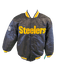 Adult Pittsburgh Steelers Starter Black Heavy Full-Snap Satin Jacket - Men's