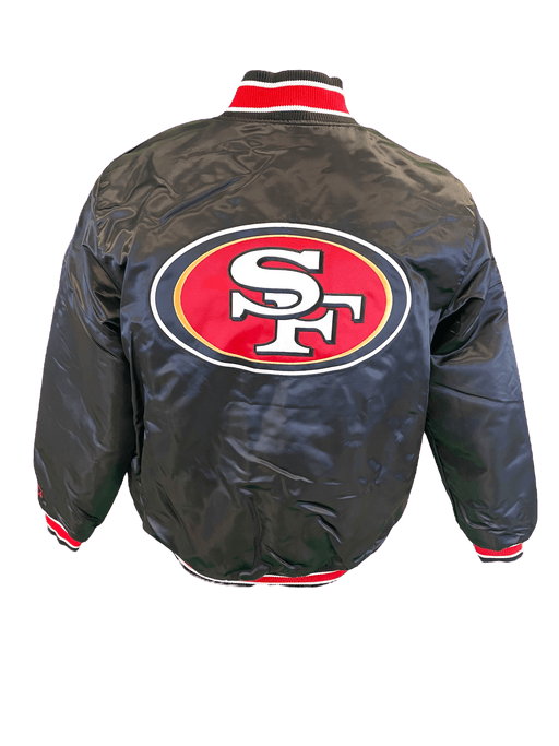 Starter Jacket Adult San Francisco 49ers Starter Black Heavy Full-Snap Satin Jacket - Men's