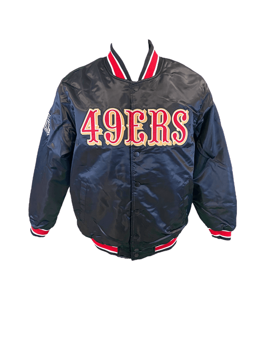 Starter Jacket Adult San Francisco 49ers Starter Black Heavy Full-Snap Satin Jacket - Men's