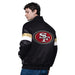 Starter Jacket Adult San Francisco 49ers Starter Black Triple Option Varsity Satin Jacket - Men's
