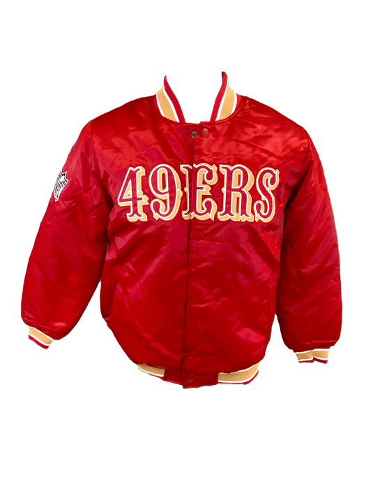 Starter Jacket Adult San Francisco 49ers Starter Red Heavy Full-Snap Satin Jacket - Men's