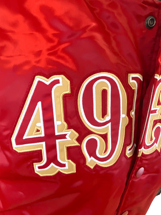 Starter Jacket Adult San Francisco 49ers Starter Red Heavy Full-Snap Satin Jacket - Men's