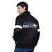 Starter Jacket Adult Seattle Seahawks Starter Black Triple Option Varsity Satin Jacket - Men's