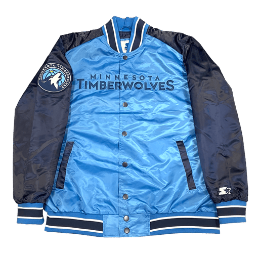 Starter Jacket Minnesota Timberwolves Starter Blue Varsity Lightweight Satin Jacket - Men's