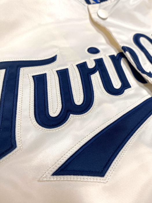 Minnesota Twins Starter Cream Varsity Lightweight Satin Jacket - Men's