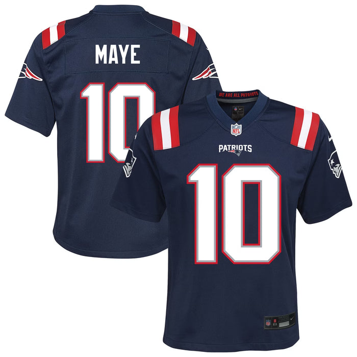 Youth Drake Maye Navy Patriots Game Jersey