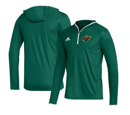 Minnesota Wild adidas Green Team Long Sleeve Quarter-Zip Hoodie T-Shirt