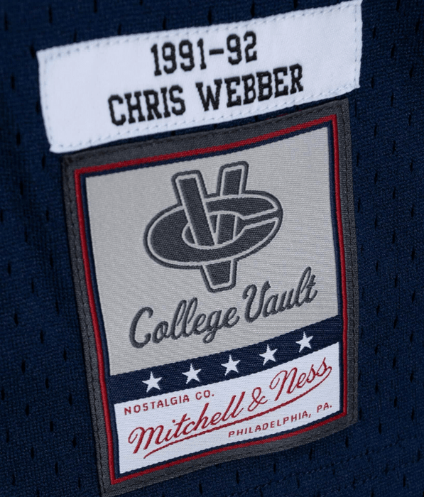 Men's Michigan Wolverines #4 Chris Webber Navy 1991-92 Throwback