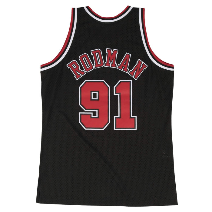 NBA Nike Bulls 91 Dennis Rodman Black Throwback Men Jersey