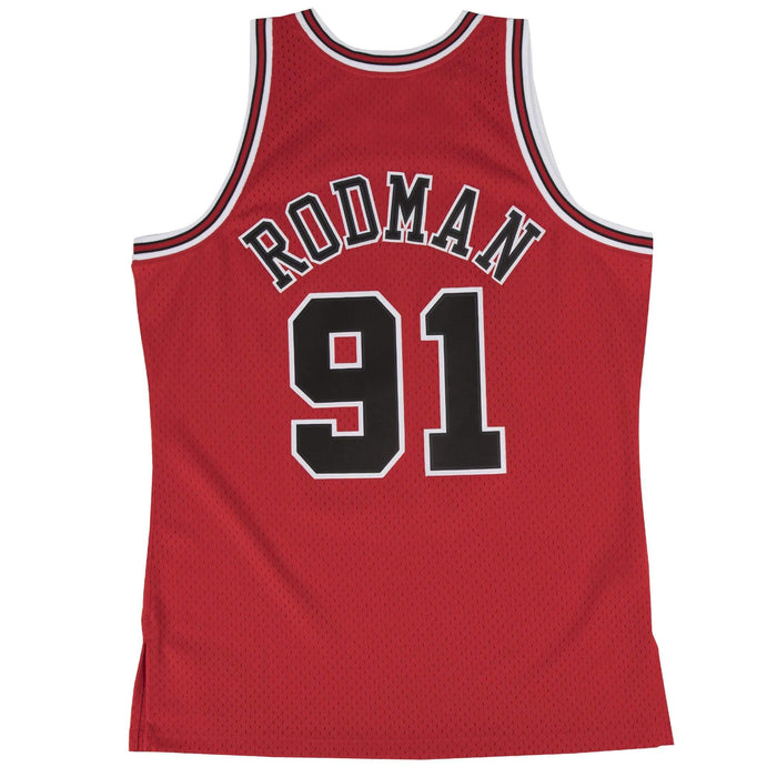 Mitchell & Ness Dennis Rodman Chicago Bulls Red and Green Hardwood Classic Swingman NBA Jersey- Mens Black XXXL