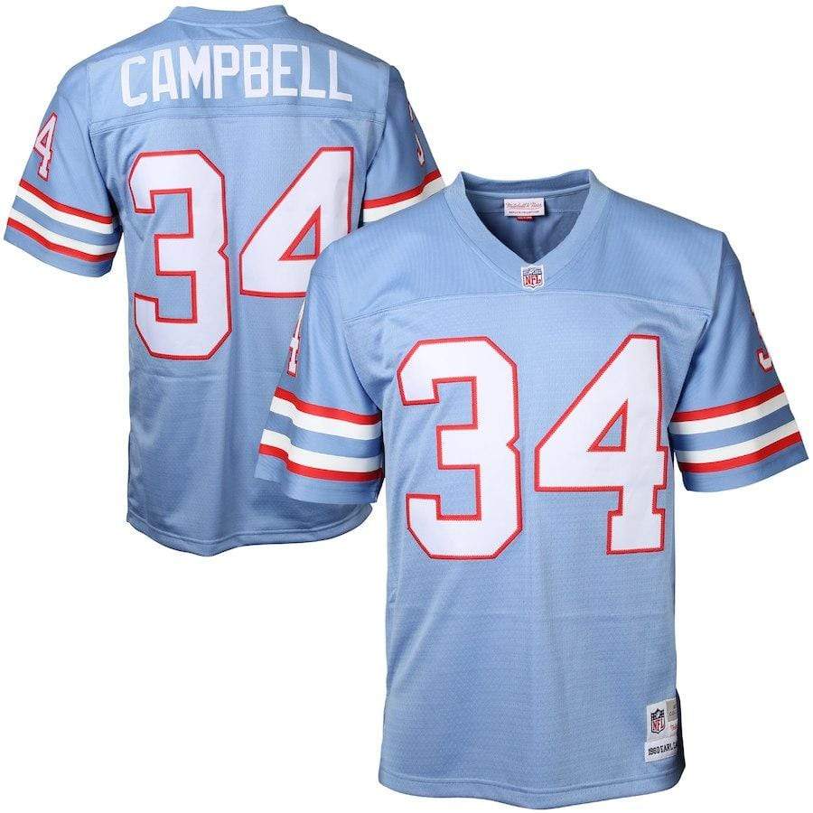 Men's Mitchell & Ness Earl Campbell Light Blue Houston Oilers Legacy Replica Jersey Size: Medium